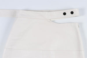 EUDON CHOI WHITE LEATHER MIDI SKIRT US 2 UK 6