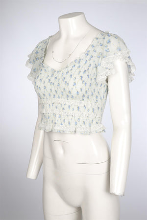 LOVESHACKFANCY BLUE COTTON TOP MEDIUM