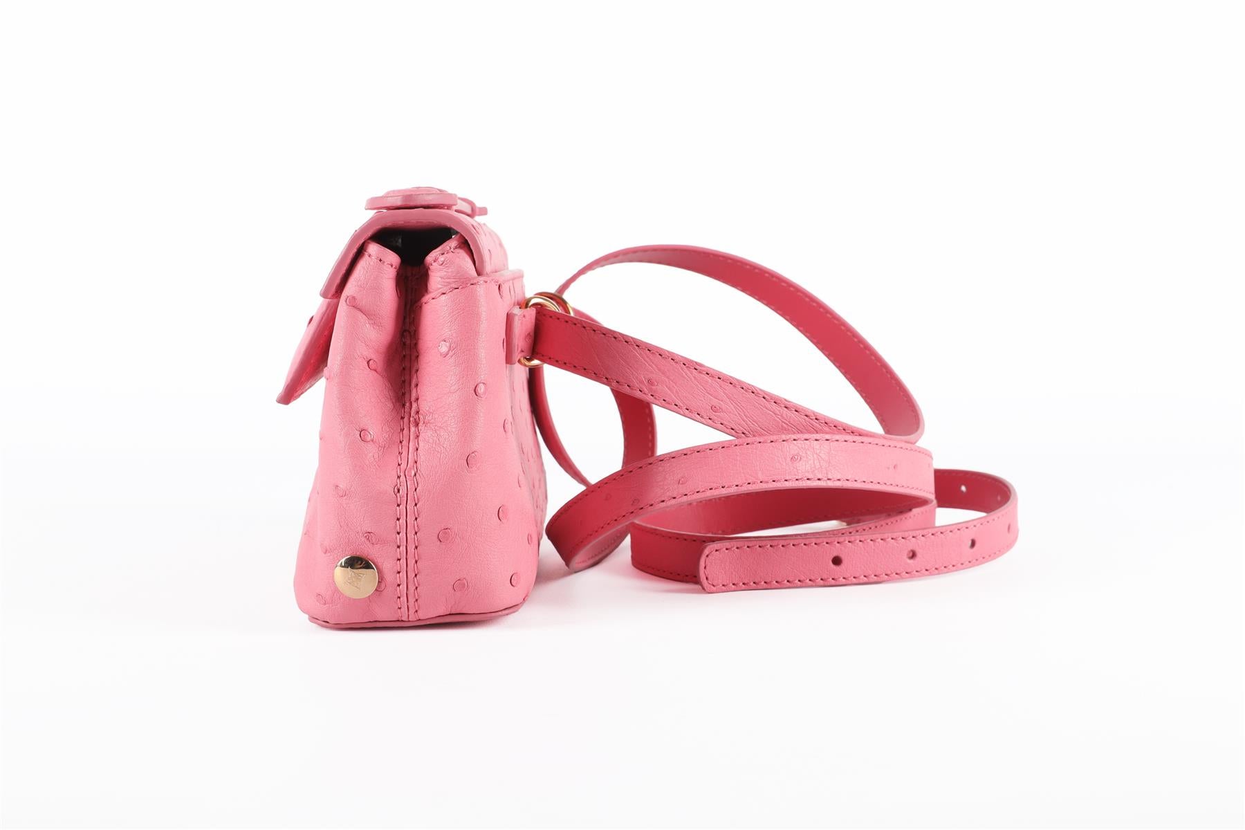 ANALEENA PINK OSTRICH LEATHER CLUTCH