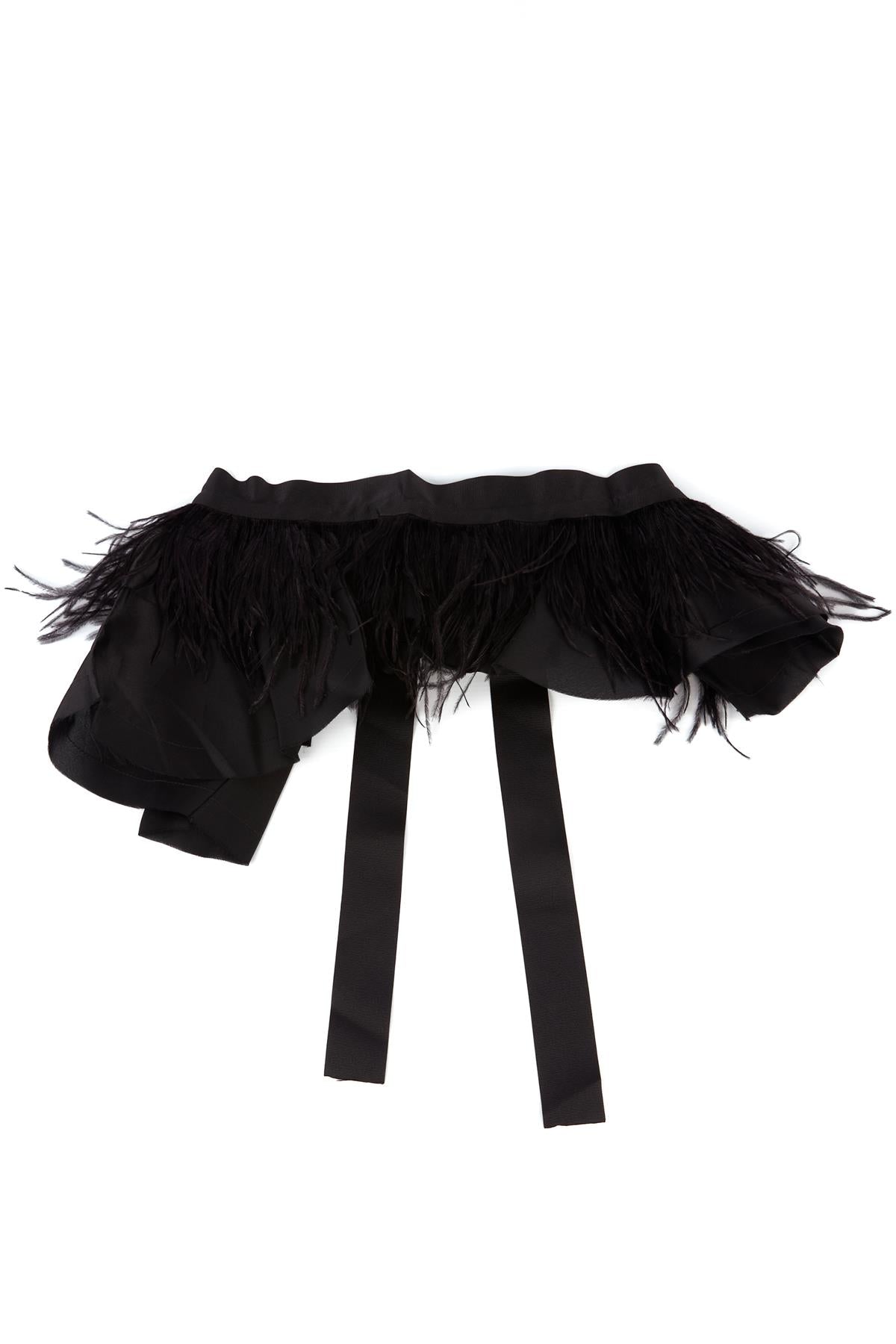 JOHANNA ORTIZ BLACK FEATHER WAIST BELT