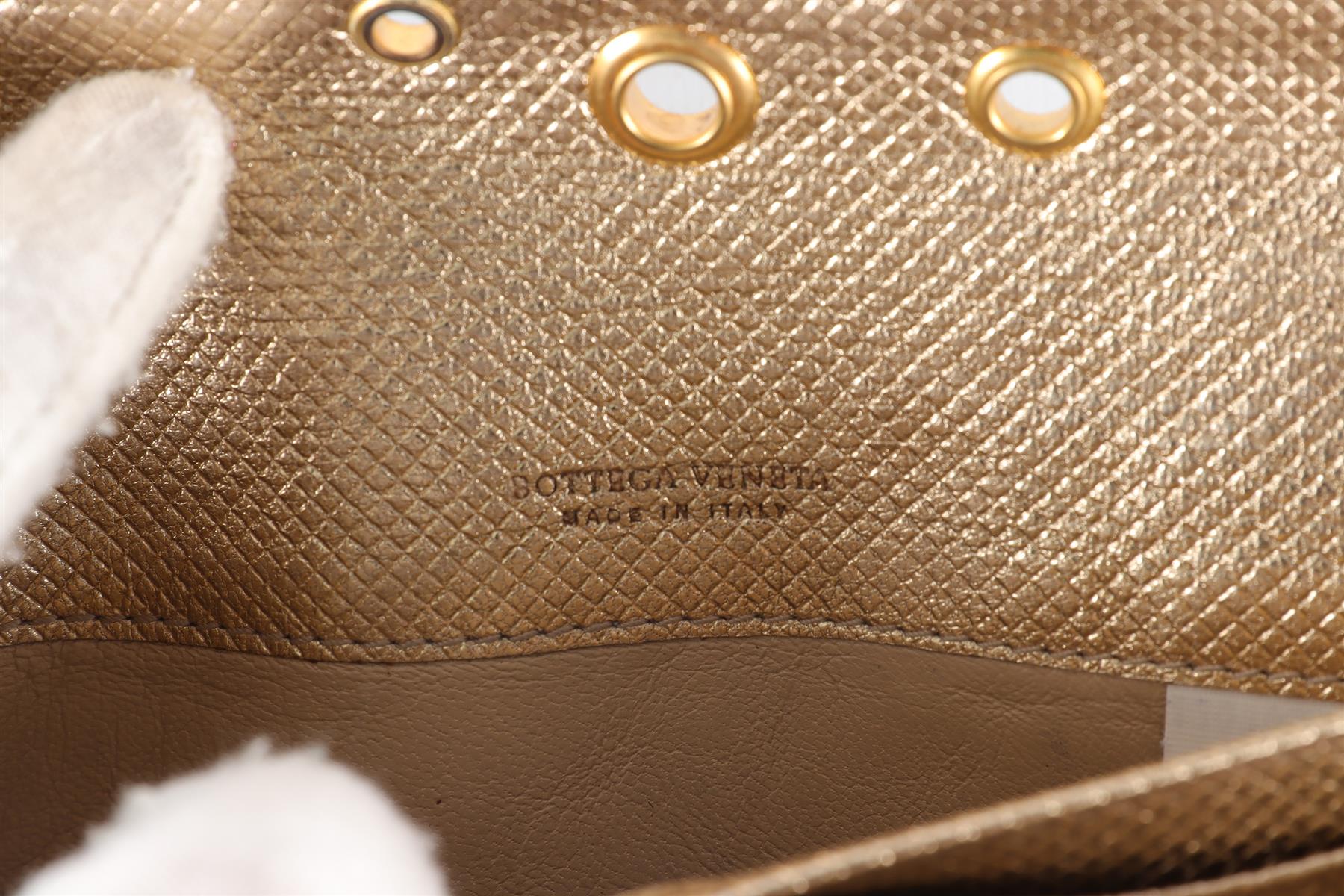 BOTTEGA VENETA GOLD INTRECCIATO LEATHER WALLET