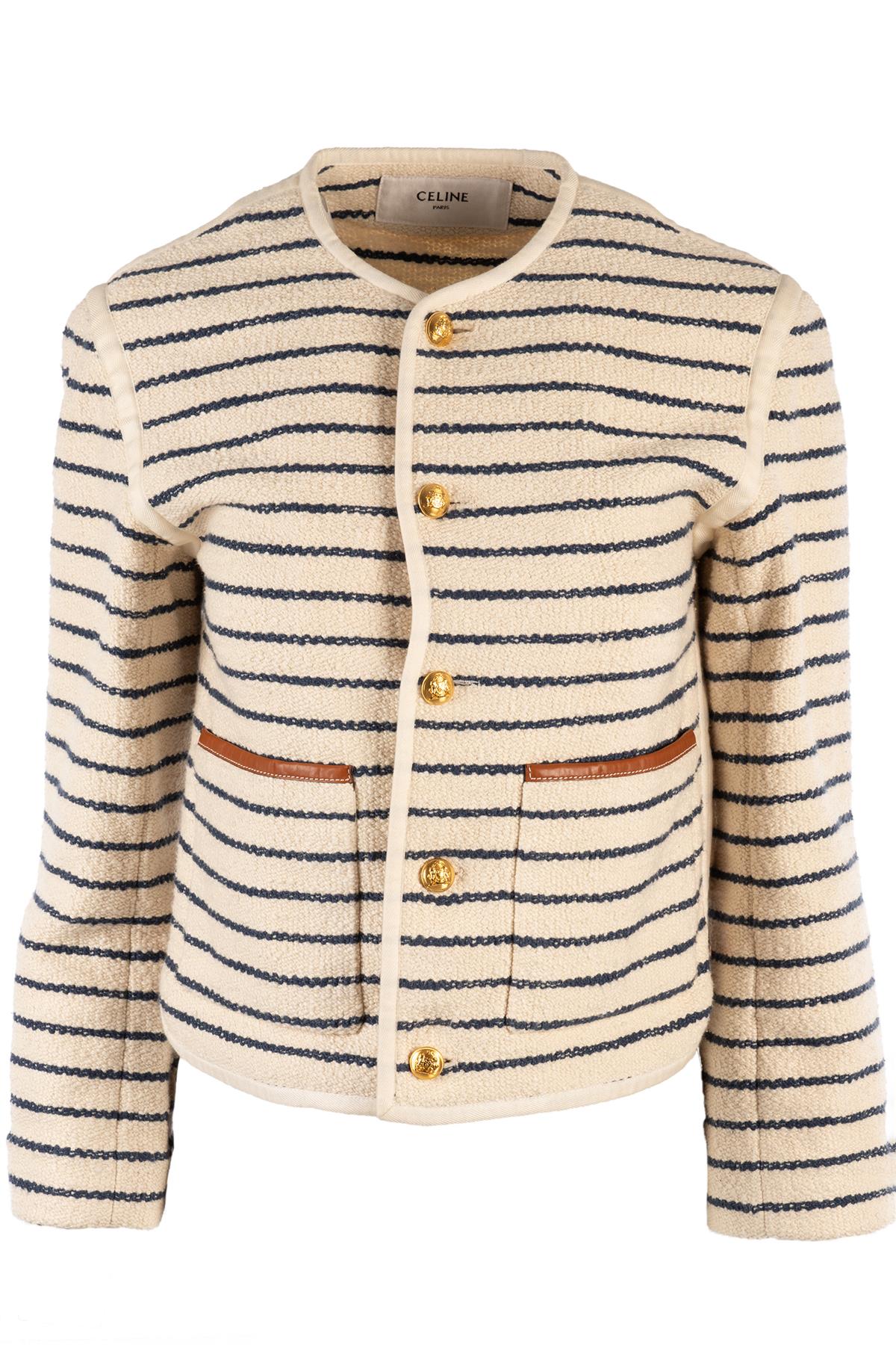 CELINE CREAM COTTON JACKET FR 34 UK 6