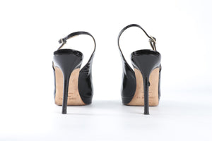 JIMMY CHOO BLACK PATENT LEATHER SLINGBACK SANDALS EU 38 UK 5 US 8