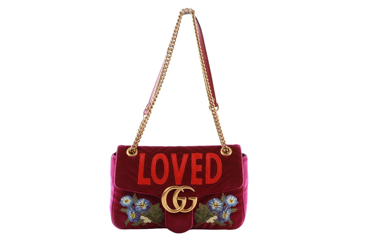PURPLE MARMONT LARGE QUILTED VELVET SHOULDER BAG
