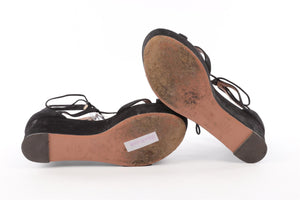 AQUAZURRA BLACK SUEDE WEDGE SANDALS EU 40.5 UK 7.5 US 10.5