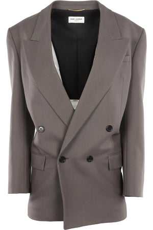 SAINT LAURENT GREY WOOL BLAZER FR 36 UK 8