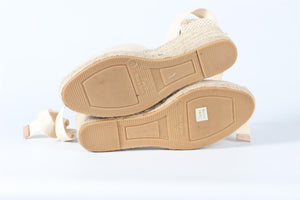 L.K.BENNETT BEIGE CANVAS WEDGE ESPADRILLES EU 39 UK 6 US 9