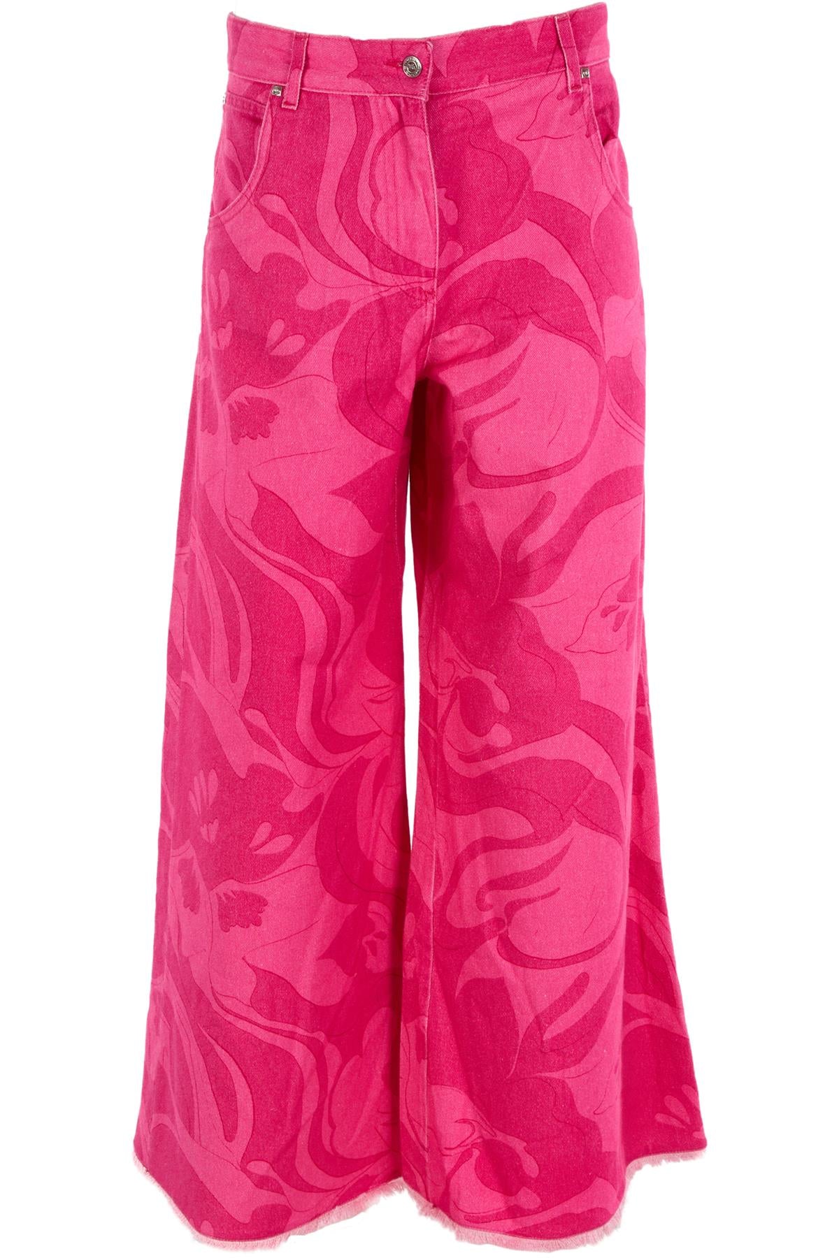 ETRO PINK HIGH RISE WIDE LEG JEANS W28 UK 10