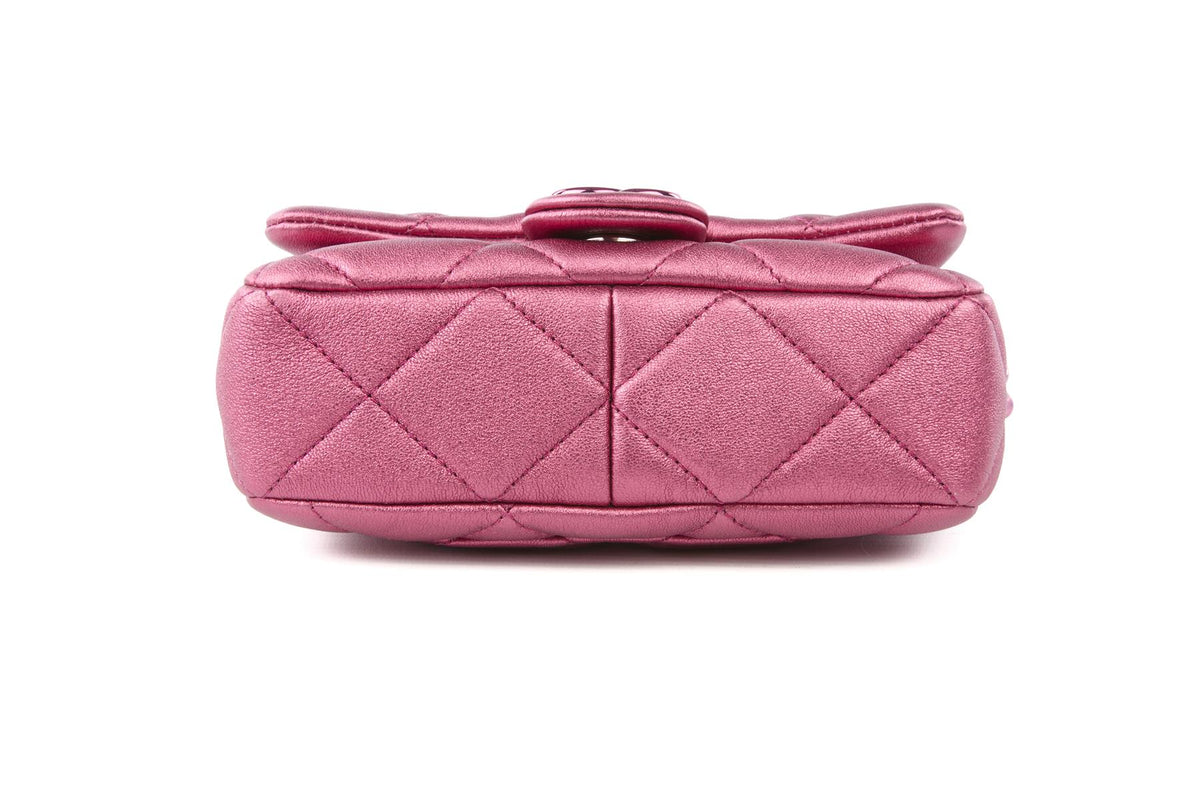 CHANEL PINK 2024 FLAP SMALL QUILTED LEATHER SHOULDER BAG
