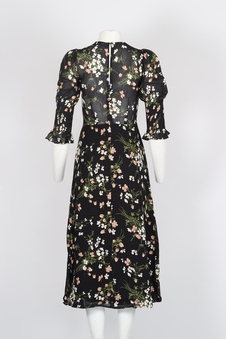 REFORMATION FLORAL PRINT CREPE MIDI DRESS US 2 UK 6