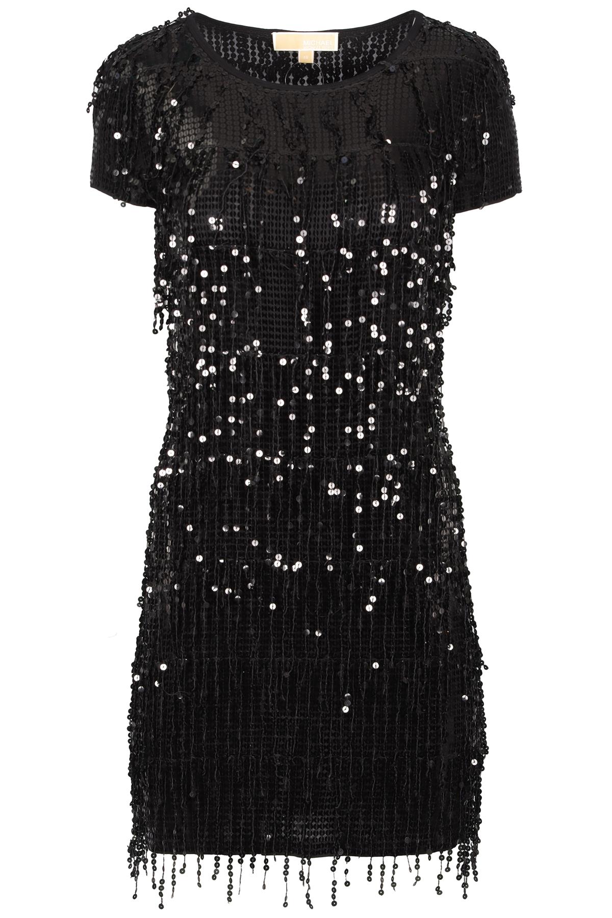 MICHAEL KORS BLACK SEQUIN MINI DRESS XSMALL