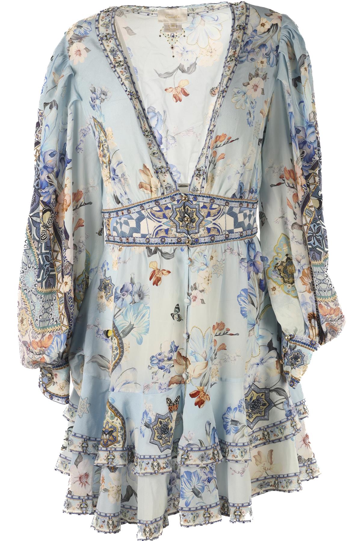 CAMILLA BLUE SILK MINI DRESS MEDIUM