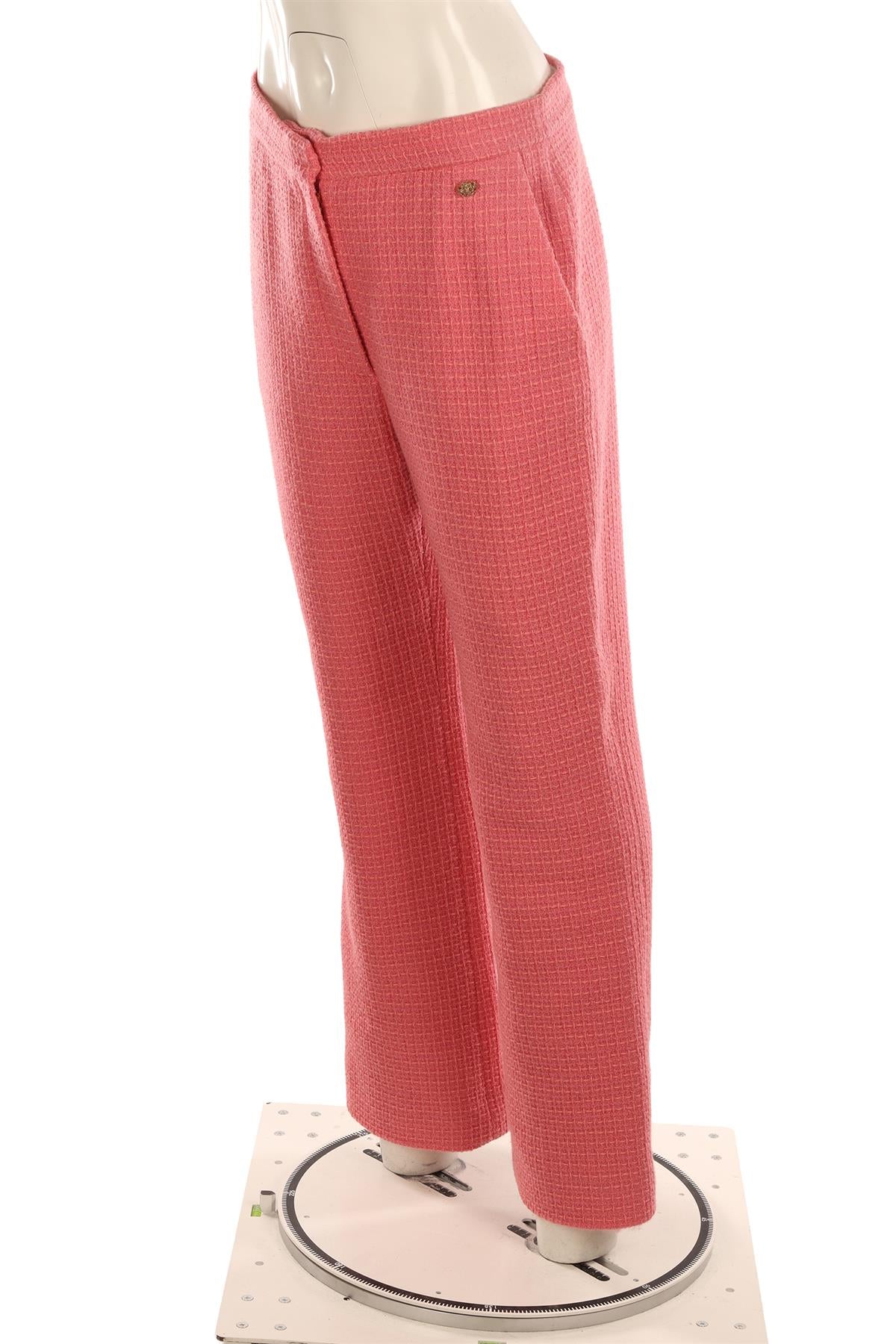 CHANEL PINK 2020 WOOL STRAIGHT LEG PANTS FR 40 UK 12