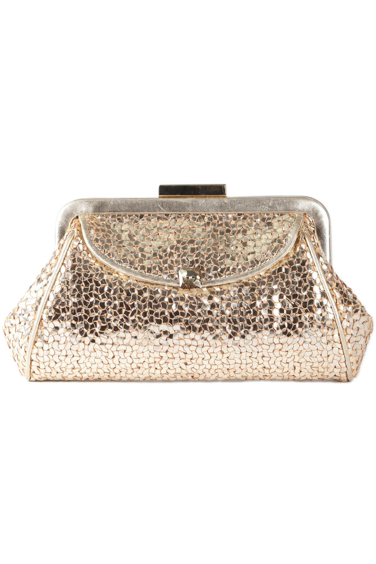 ANYA HINDMARCH GOLD LEATHER CLUTCH