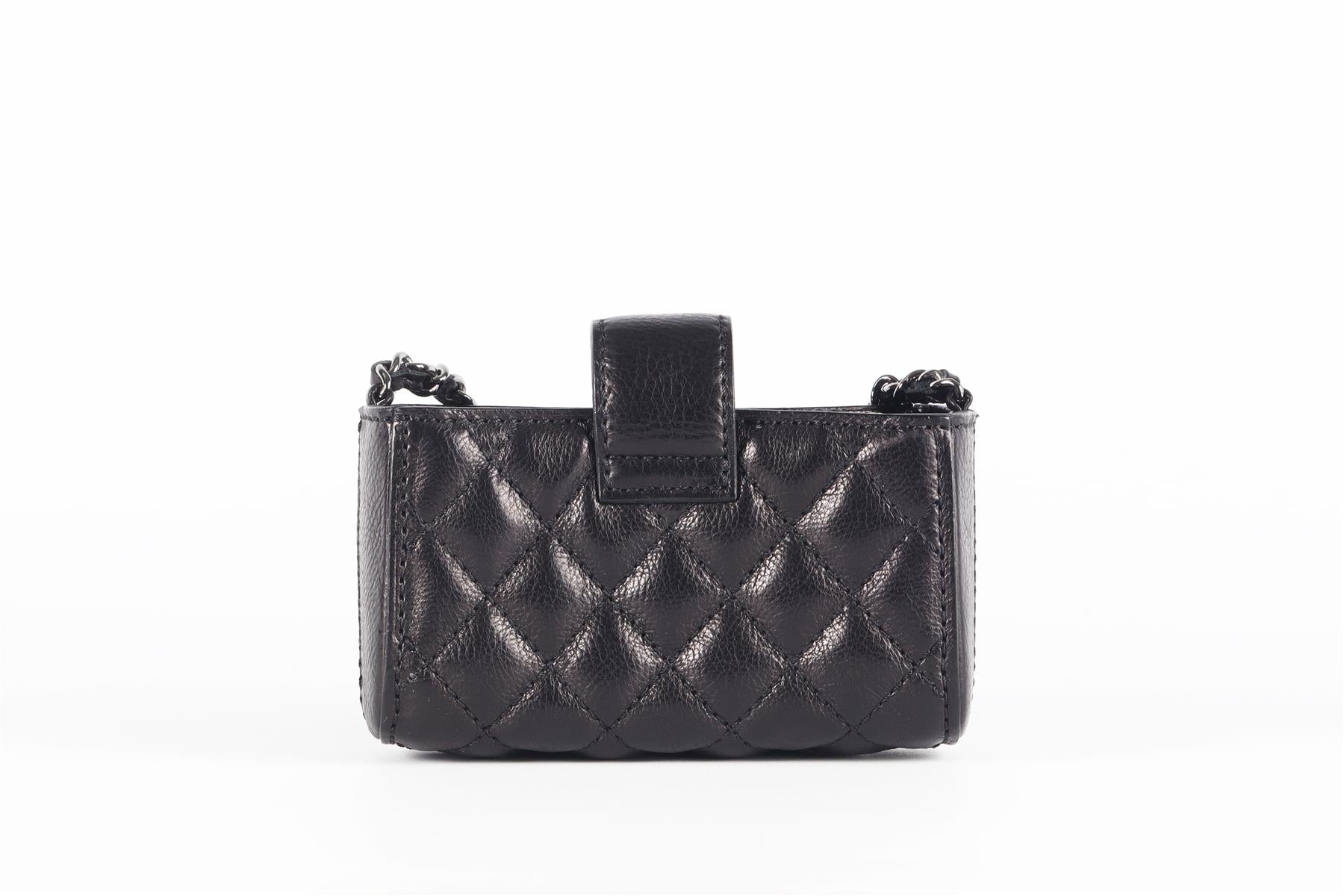 CHANEL BLACK 2011 O-PHONE HOLDER QUILTED SHOULDER BAG