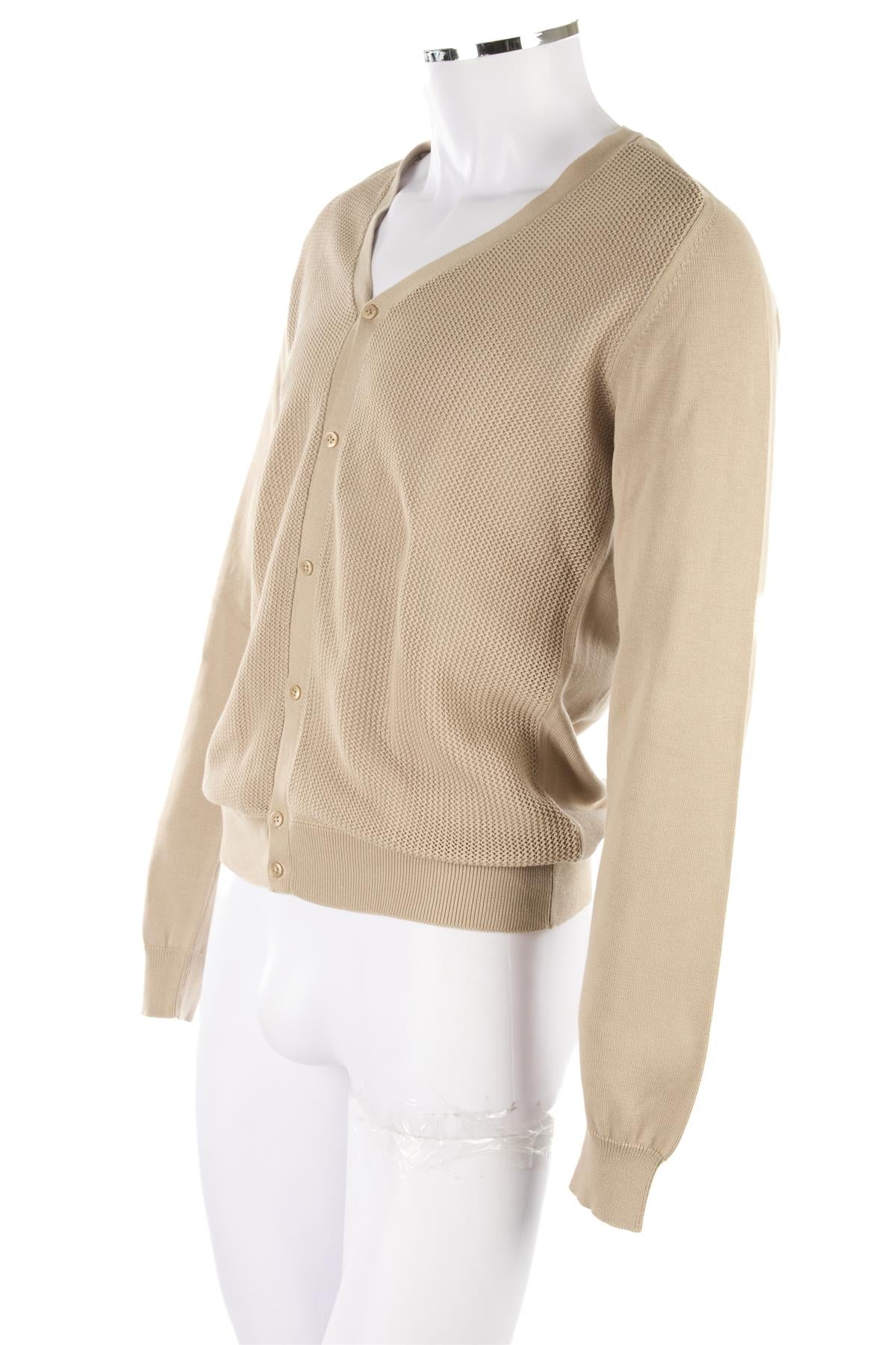 ZEGNA BEIGE MEN'S COTTON CARDIGAN LARGE