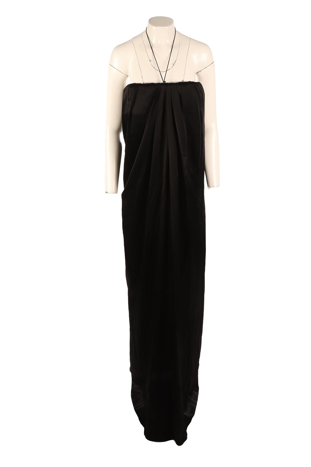 SAINT LAURENT BLACK SATIN MAXI DRESS FR 38 UK 10