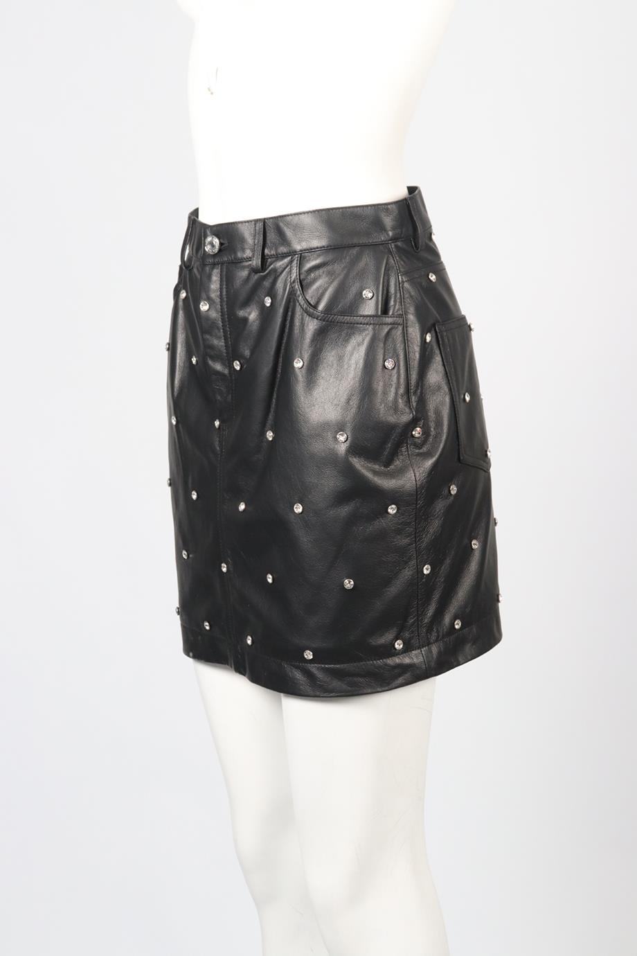 ALEXANDRE VAUTHEIR 2023 CRYSTAL AND LEATHER SKIRT FR 40 UK 12