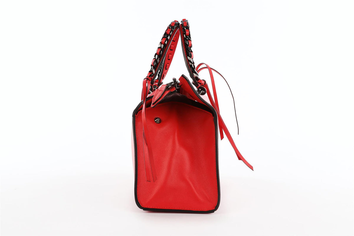 ELENA GHISELLINI RED LEATHER TOTE BAG