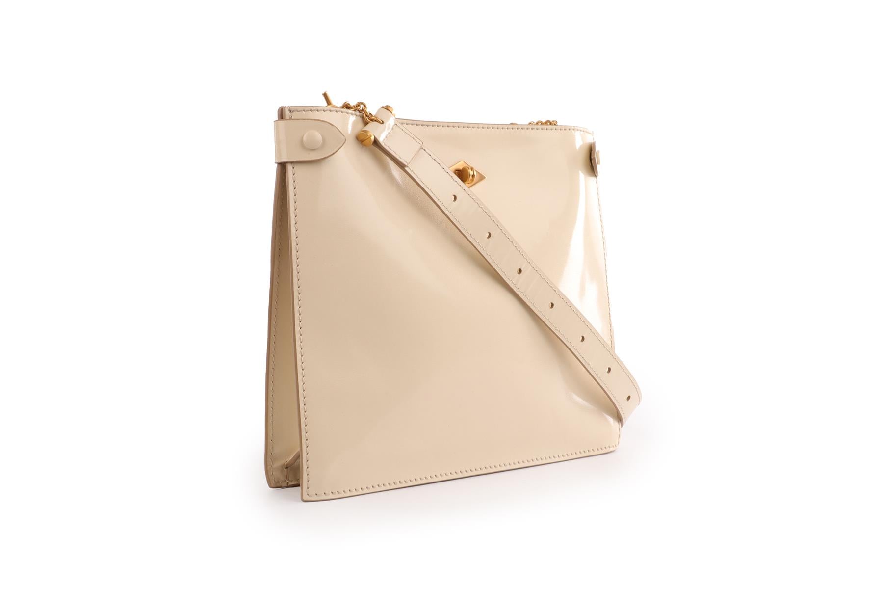 MÉTIER CREAM STOWAWAY PATENT LEATHER SHOULDER BAG