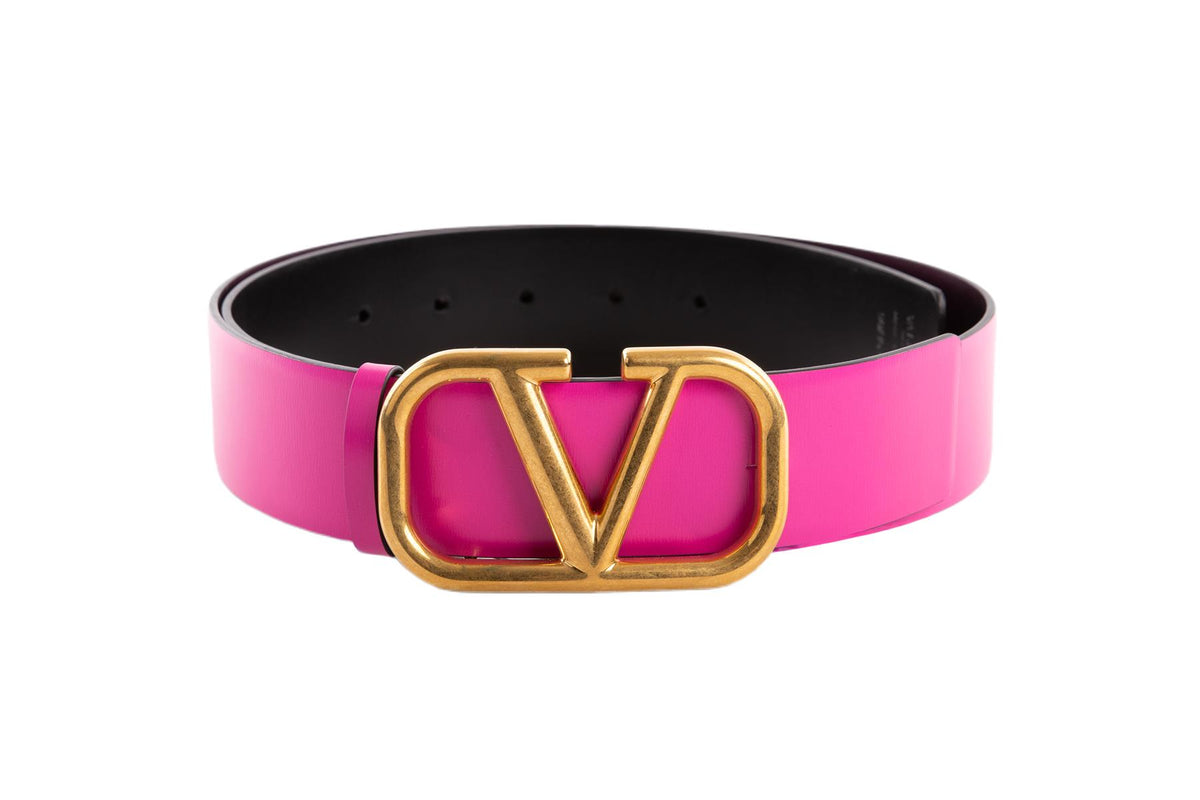 VALENTINO PINK VLOGO LEATHER WAIST BELT 90CM