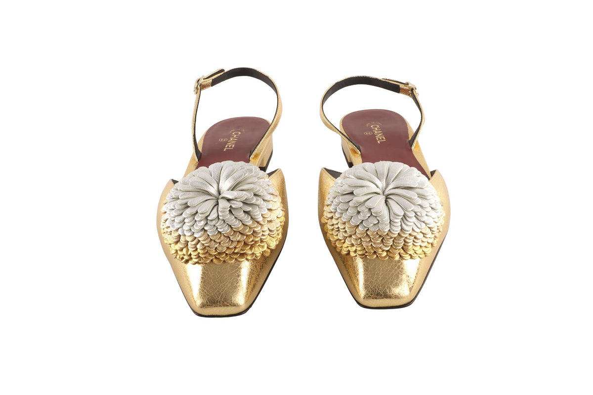 CHANEL GOLD 2026 LEATHER BALLET FLATS EU 41 UK 8 US 11
