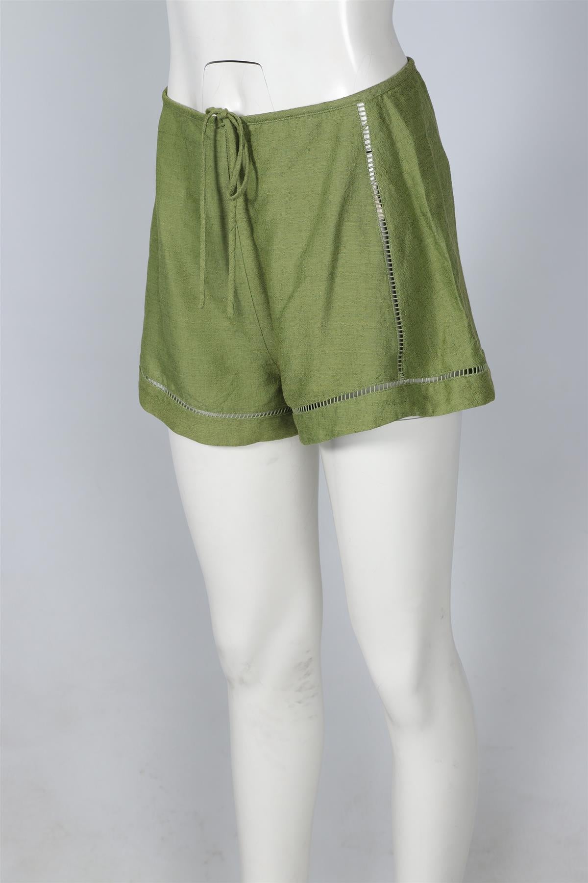 CULT GAIA GREEN SILK SHORTS MEDIUM