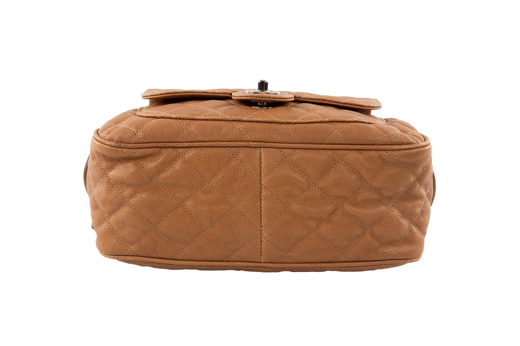 CHANEL TAN 2012-2013 CAVIAR LEATHER SHOULDER BAG