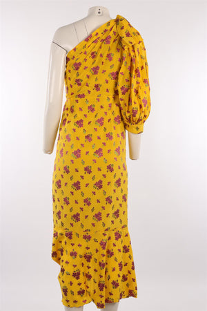 GUCCI YELLOW SILK MIDI DRESS IT 40 UK 8