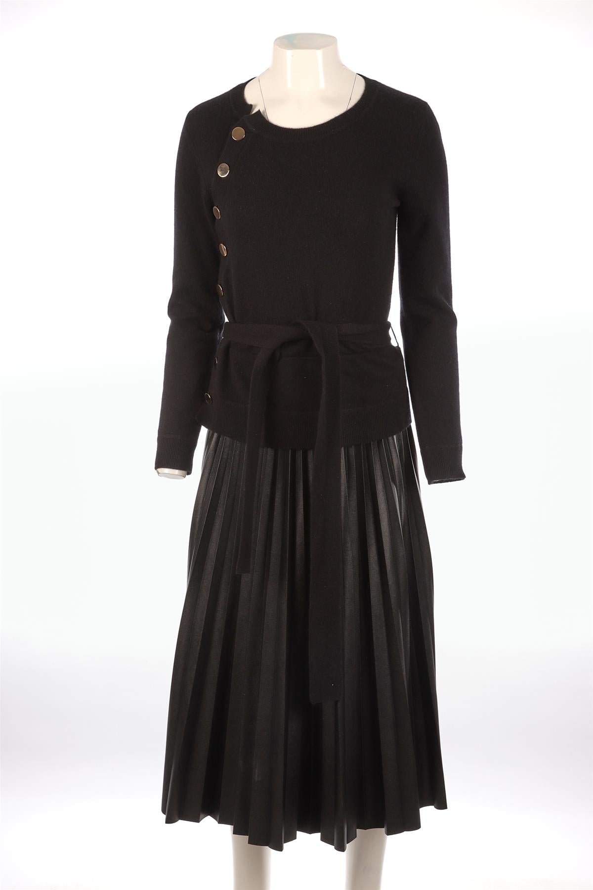 ALTUZARRA BLACK CASHMERE MIDI DRESS FR 36 UK 8