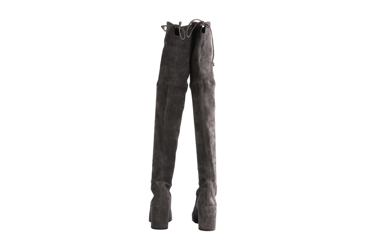 STUART WEITZMAN GREY TIELAND SUEDE OVER THE KNEE BOOTS US 8.5 UK 5.5 EU 38.5