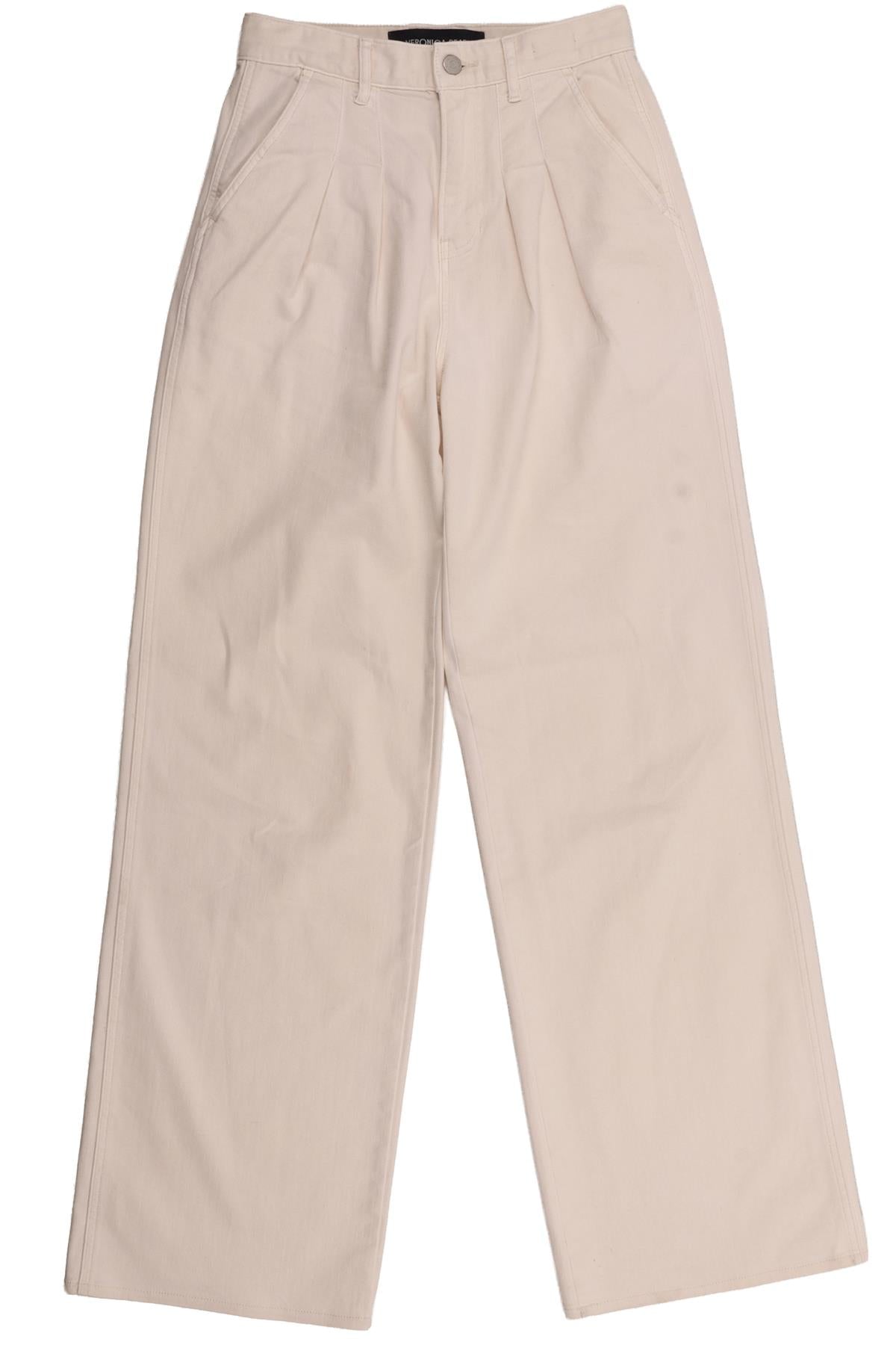 VERONICA BEARD ECRU HIGH RISE WIDE LEG JEANS W25