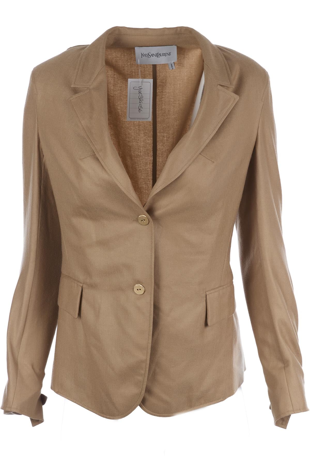 YVES SAINT LAURENT BEIGE CASHMERE BLAZER FR 36 UK 8