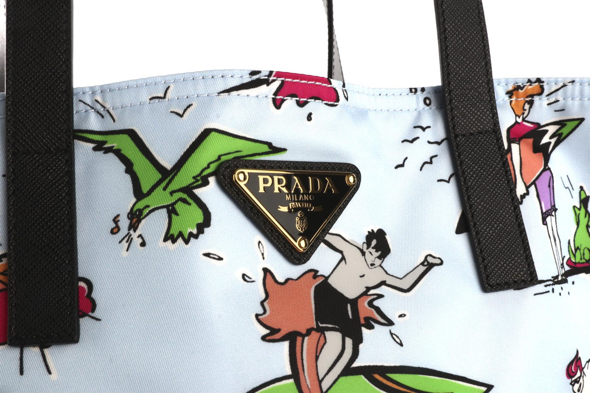 PRADA BLUE SURF NYLON TOTE BAG