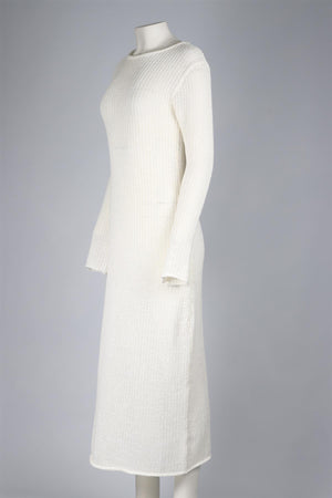 DISH WHITE KNIT MAXI DRESS LARGE