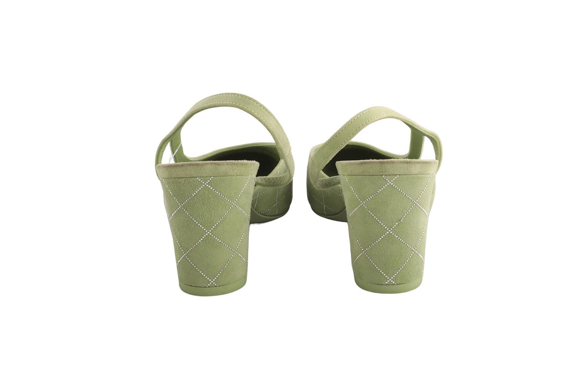 CHANEL GREEN 2025 SUEDE SLINGBACK PUMPS EU 40 UK 7 US 10