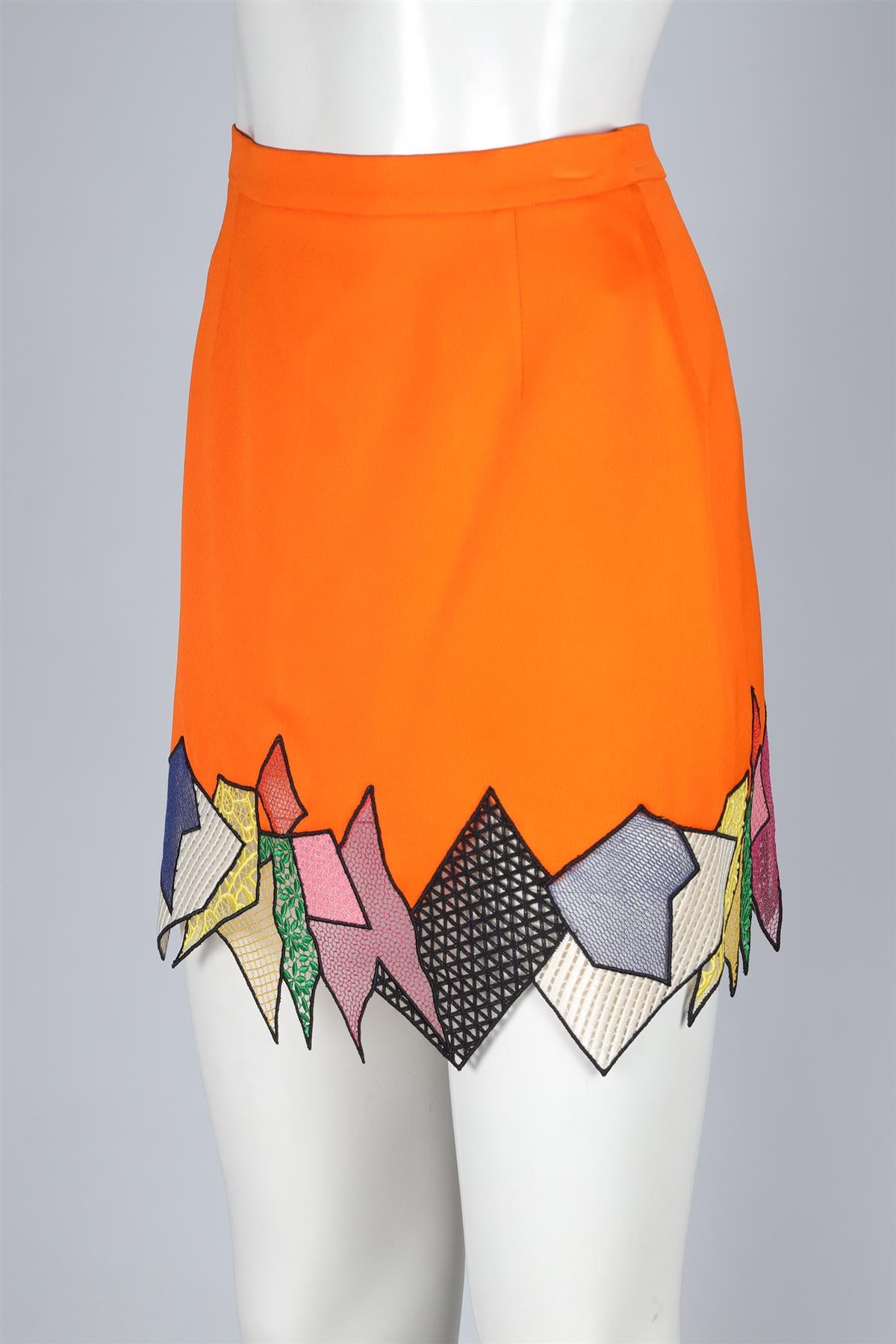 CHRISTOPHER KANE ORANGE CREPE MINI SKIRT UK 8