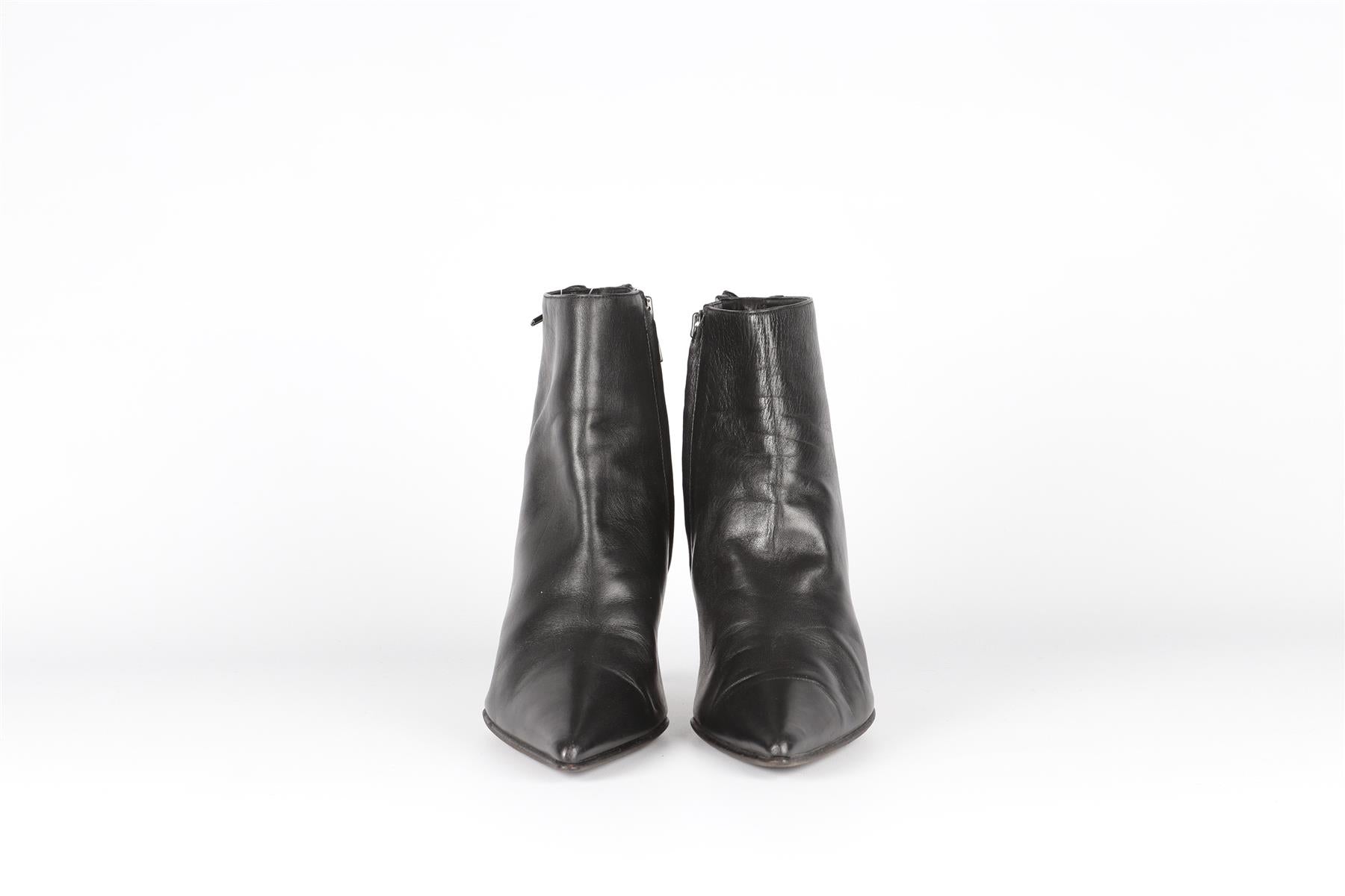 CHRISTIAN DIOR BLACK VINTAGE LEATHER ANKLE BOOTS EU 37 UK 4 US 7