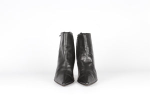 CHRISTIAN DIOR BLACK VINTAGE LEATHER ANKLE BOOTS EU 37 UK 4 US 7
