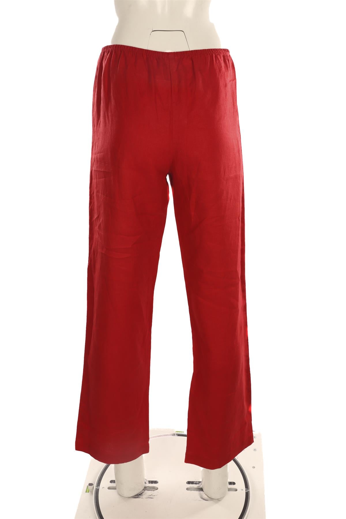 DONNI RED LINEN STRAIGHT LEG PANTS SMALL