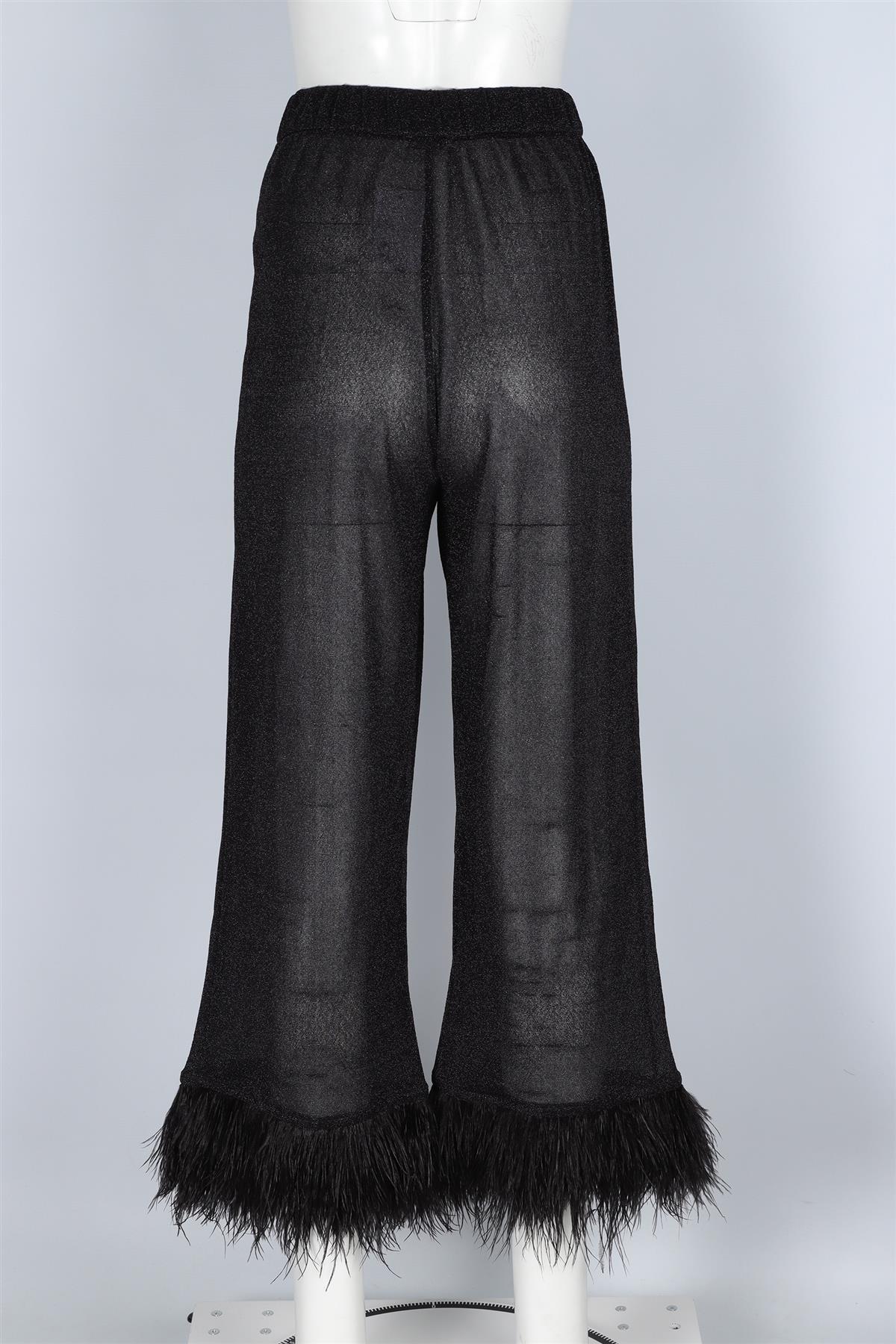 OSEREE BLACK KNIT WIDE LEG PANTS SMALL