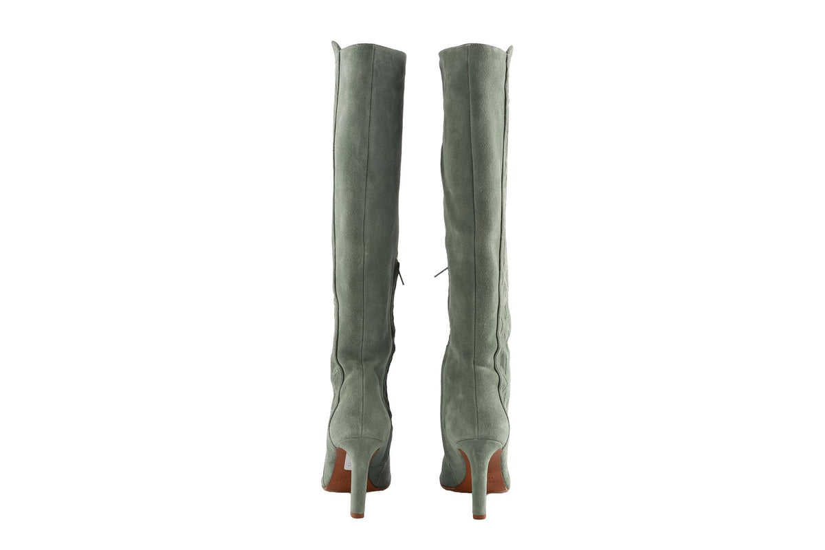 SEZANE GREEN SUEDE KNEE HIGH BOOTS EU 38 UK 5 US 8