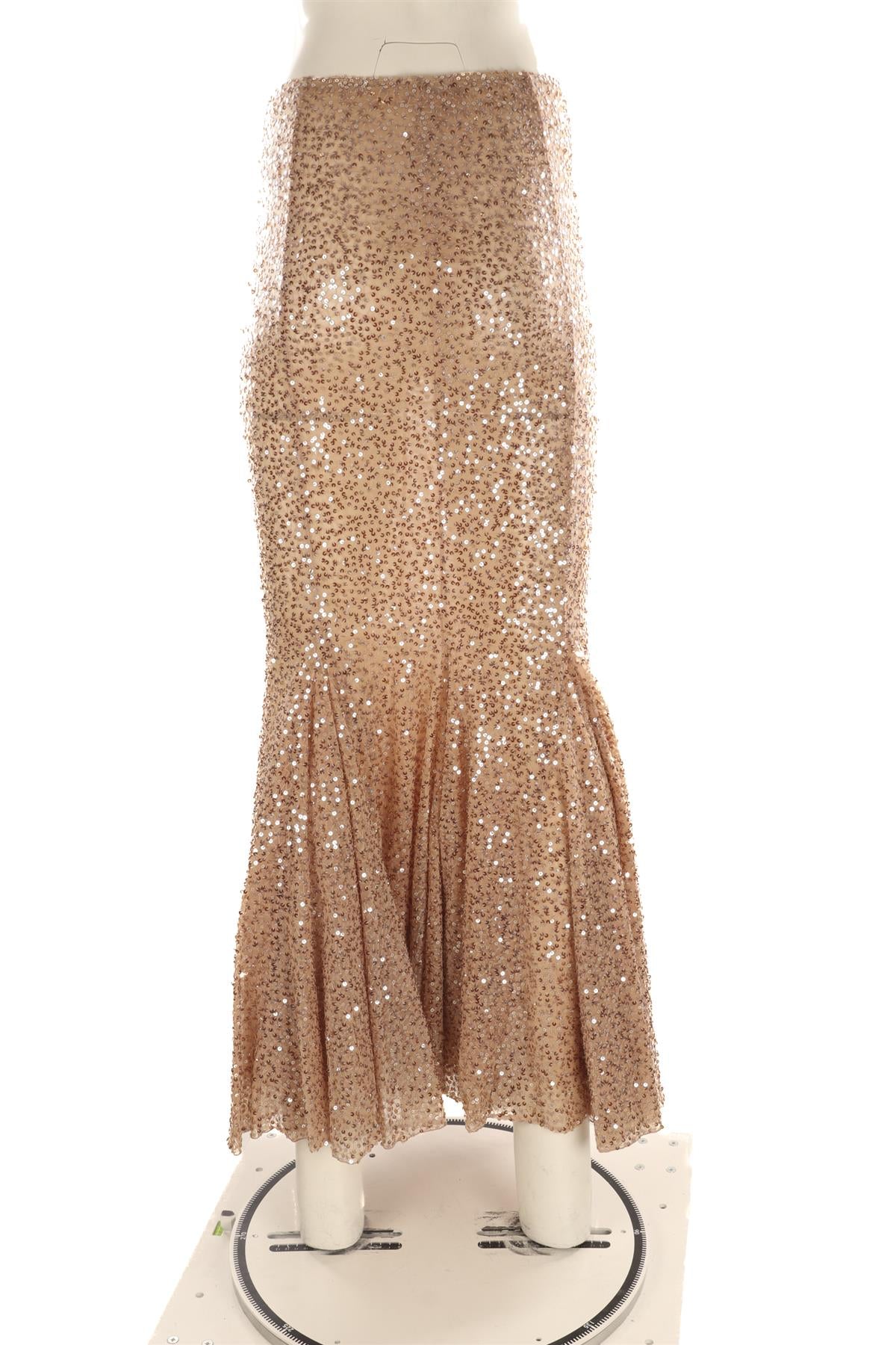 FARAH KHAN NUDE SEQUIN MAXI SKIRT SMALL