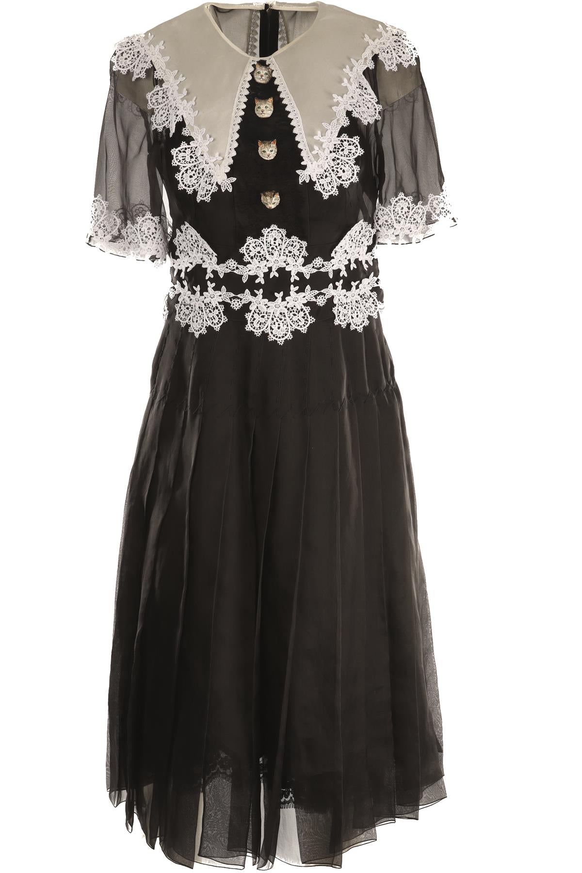 DOLCE & GABBANA BLACK SILK MIDI DRESS IT 40 UK 8