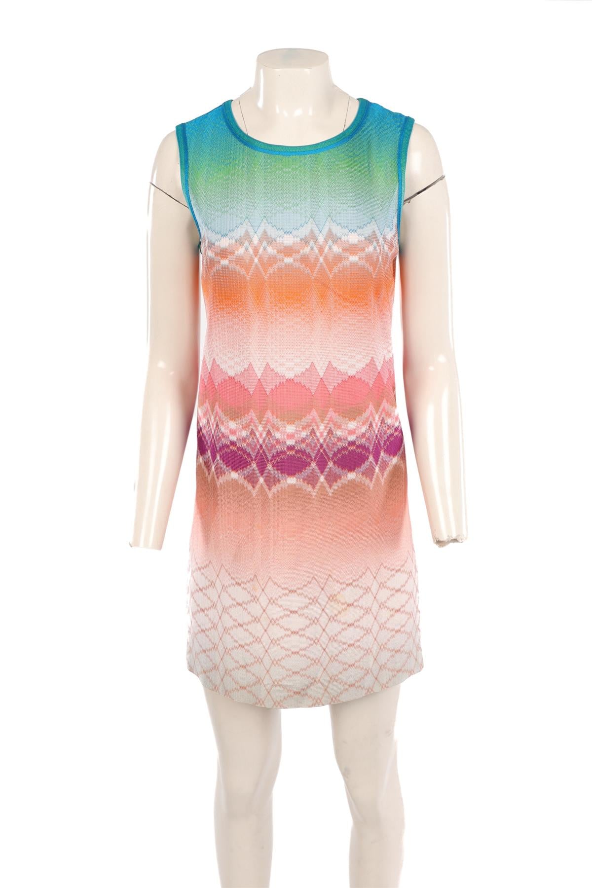 MISSONI MULTI SILK MINI DRESS IT 42 UK 10