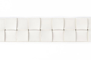 BOTTEGA VENETA WHITE INTRECCIATO LEATHER WAIST BELT 85 CM