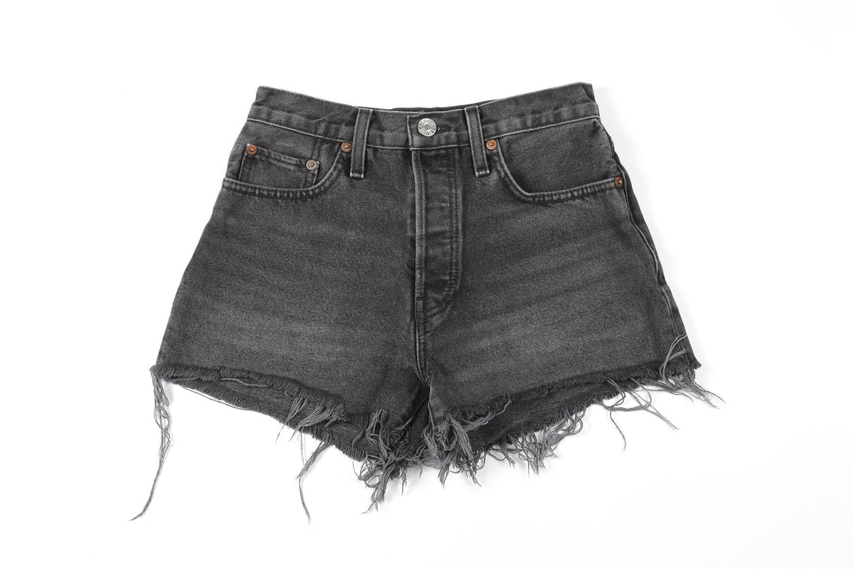 RE/DONE GREY HIGH RISE DENIM SHORTS W24 UK 6