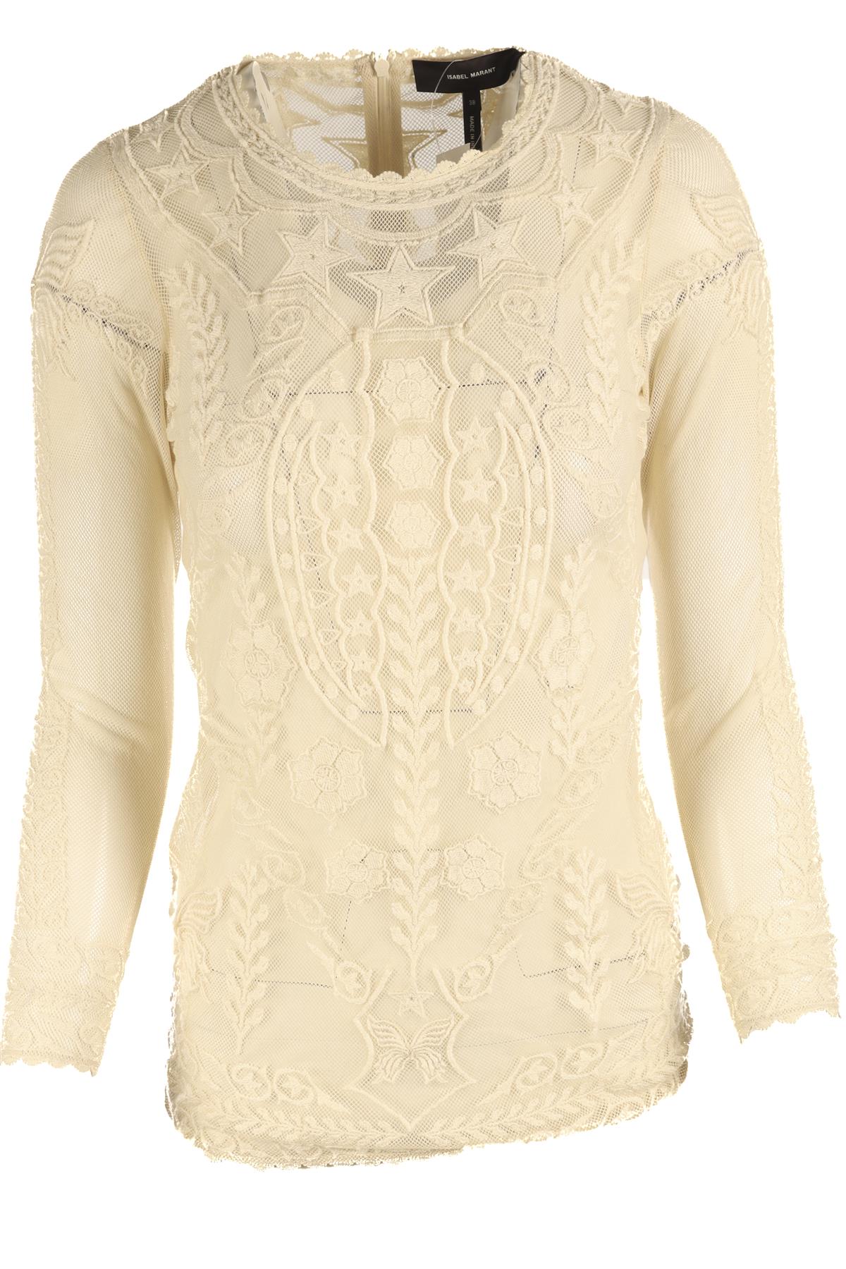 ISABEL MARANT DIANE EMBROIDERED COTTON MESH TOP FR 38 UK 10