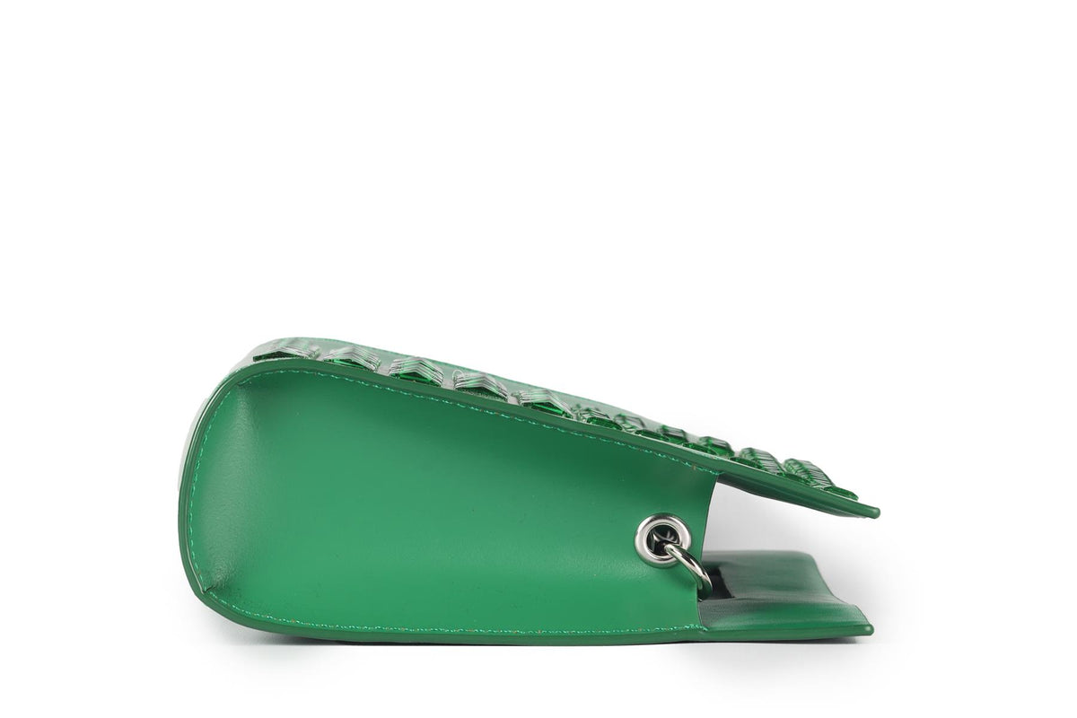 DAVID KOMA GREEN LEATHER SHOULDER BAG