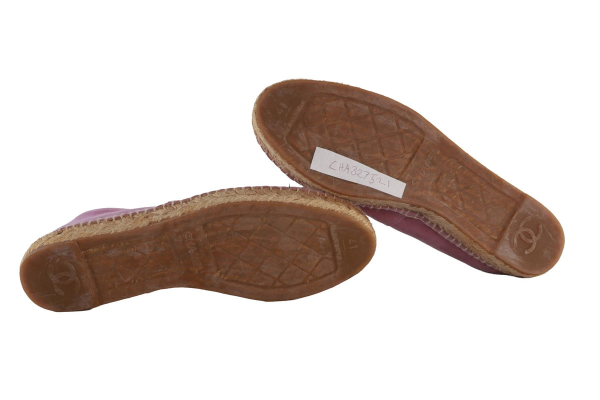 CHANEL PINK CC SUEDE ESPADRILLES EU 41 UK 8 US 11